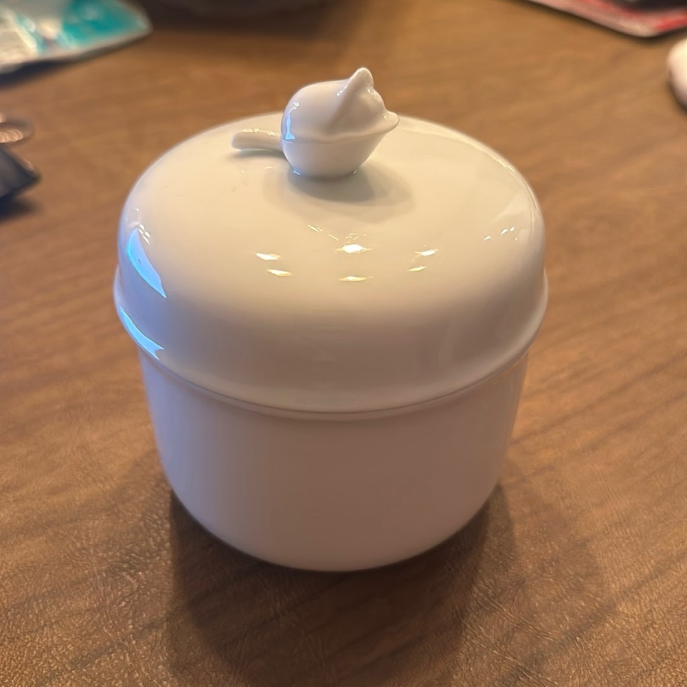 White Ceramic Ramekin with rose detail